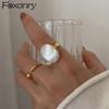 Gold Color Shell Rings Luxury Bride Jewelry for Women Fashion Simple Ellipse Geometric Party Accessories Gifts