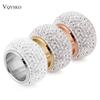 Wholesale Shining Full Rhinestone Finger Rings for Woman Luxurious Paragraph Crystal Jewelry Ring Gold-color