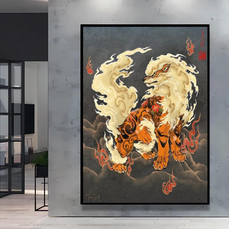 Japanese Classic Anime  Charizard Decorative Painting High Quality Canvas  Modern Home Bedroom Wall Picture Decorative