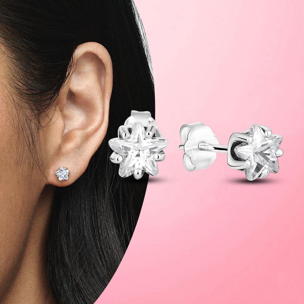 Серьги Серебряные серьги 925 пробы Геометрические серьги-гвоздики для женщин Свадебные серьги в корейском стиле S925 Изящные ювелирные изделия Тенденция