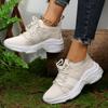 Модные вязаные толстые кроссовки женские осенние дышащие спортивные туфли на платформе со шнуровкой на толстой подошве женские кроссовки 38