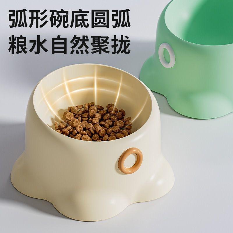 Stable Cat Bowl With Wide Opening Neck Support PP Material Anti-Spill Design Pastel Colors Indoor Cats