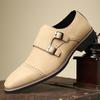 Large size men's business casual leather shoes dress buckle shoes British style fashion trend pointed versatile men's shoes