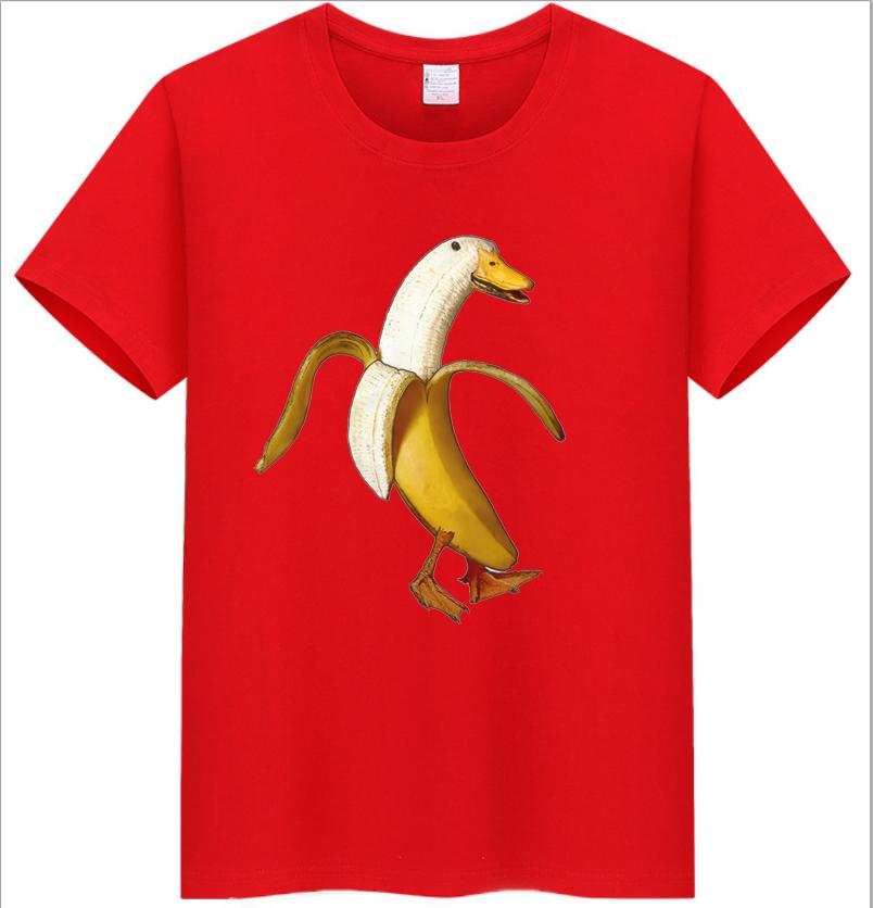 COTTON 100% Hot European and American Funny Banana Undress Short-sleeved Women's T-shirt Tops Oversized T Shirt