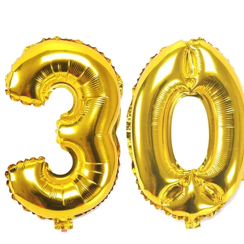 32-дюймовые фольгированные шары-цифры 10 20 30 40 50 60 70 80 90 лет Декор для дня рождения взрослого или пожилого человека, юбилей, воздушный шар