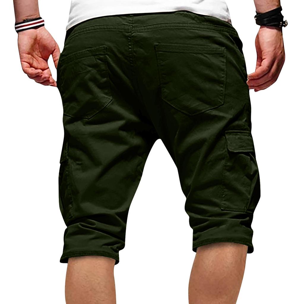 (Projector)Men's Summer Casual Outdoors Casual Patchwork Pockets Overalls Sport Tooling Shorts Pants