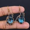 Blue Topaz Earrings, 999 Copper Wire Wrapped  Gemstone Jewelry, Handmade Earrings, For Thanksgiving