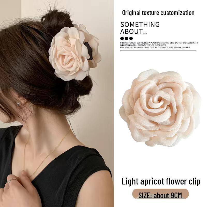 Caro 3D Rose Hair Claw Clip - 2024 High-End Floral Shark Clip for Women, Elegant Headwear