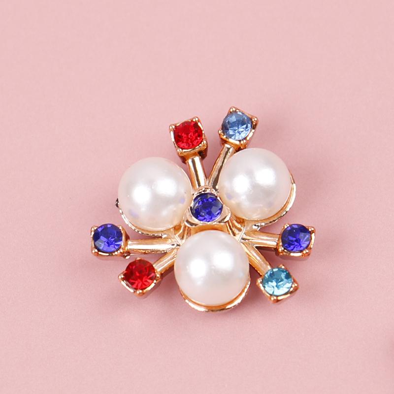 10Pcs Pearl Flower Rhinestone Buttons Sparkling Crystal Hairpins Diy Crafts