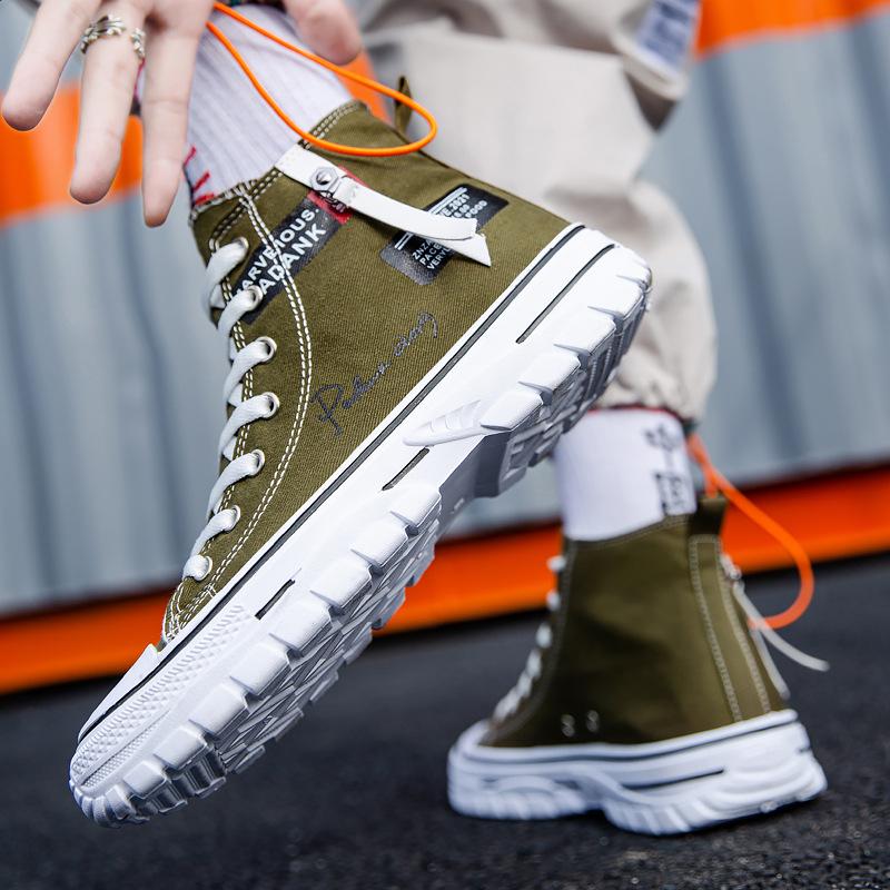 High Top Breathable Canvas Mens Fashionable Casual Board Shoes Non Slip Comfortable Footwear for Students