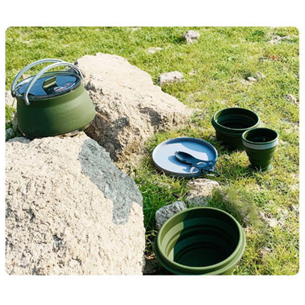 Складной набор кастрюль, портативный набор для приготовления пищи, складной набор посуды, компактный набор посуды для кемпинга на открытом воздухе