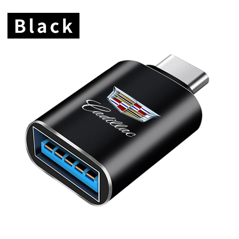 Мини-конвертер-адаптер для зарядки с интерфейсом USB Type-C на USB-A для Cadillac Логотип Escalade CTS ATS SRX XTS XT5 STS CT5 CT6 BLS XLR