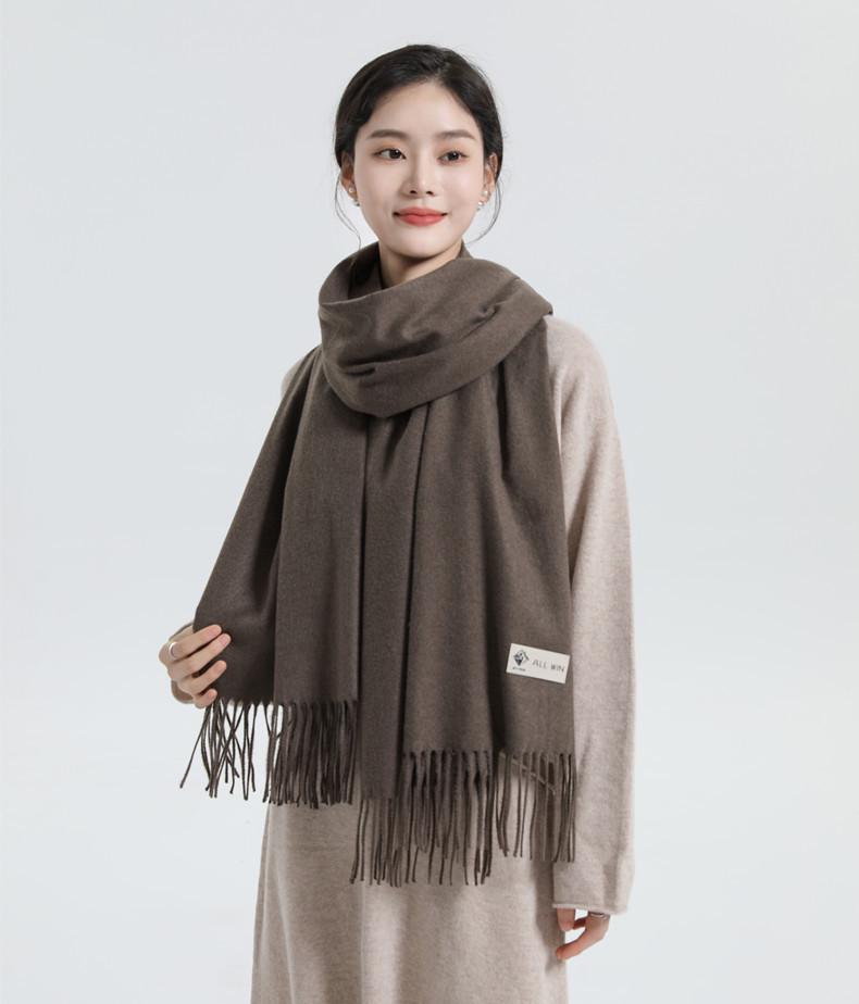 Luxury Unisex Wool & Cashmere Scarf: Thickened Solid Color for Autumn & Winter