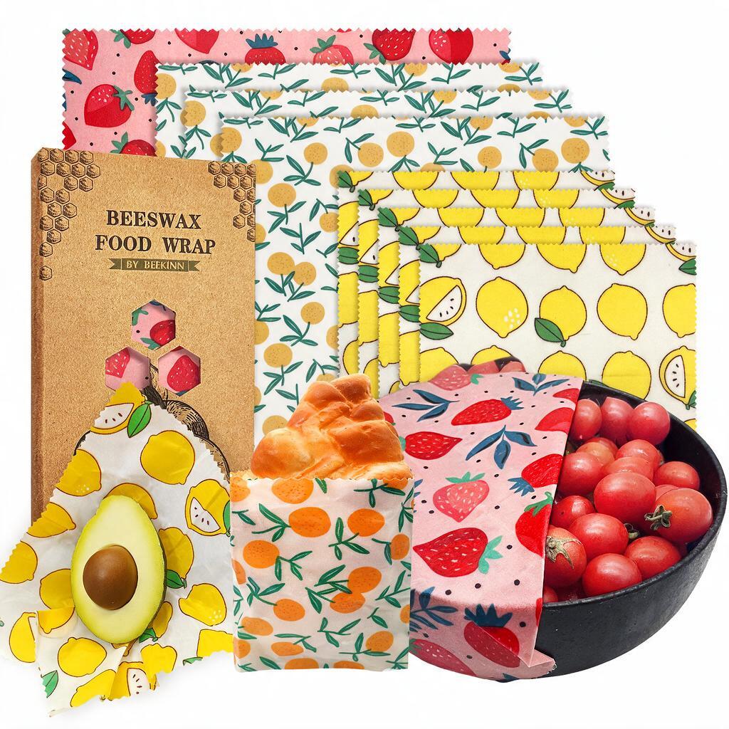 9 Pack Beeswax Food Wraps, Food Grade Reusable Beeswax Cloth, Eco-Friendly Food Storage Wraps