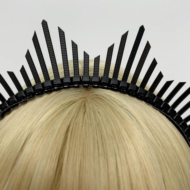 Темный ободок Корона ангела Ободок Свадебные тиары Божественный головной убор принцессы Обруч для волос Барочные тиары с шипами