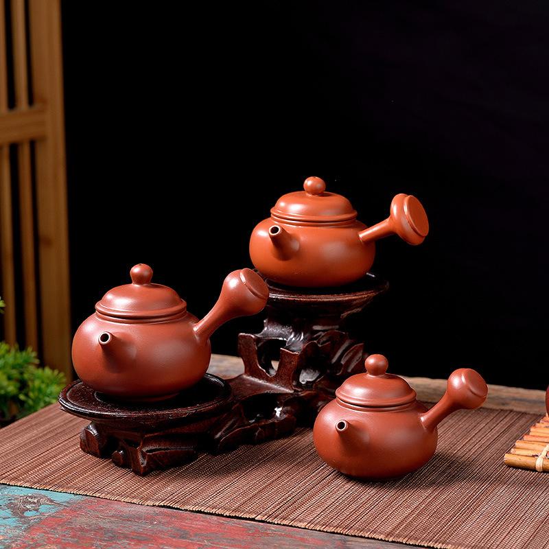 Вся ручная работа, чайник из исинской глины Чжу, чайник из исинской глины, чайник-пузырь, бытовой маленький чайник с боковой ручкой, чайный набор для чая Кунг-фу
