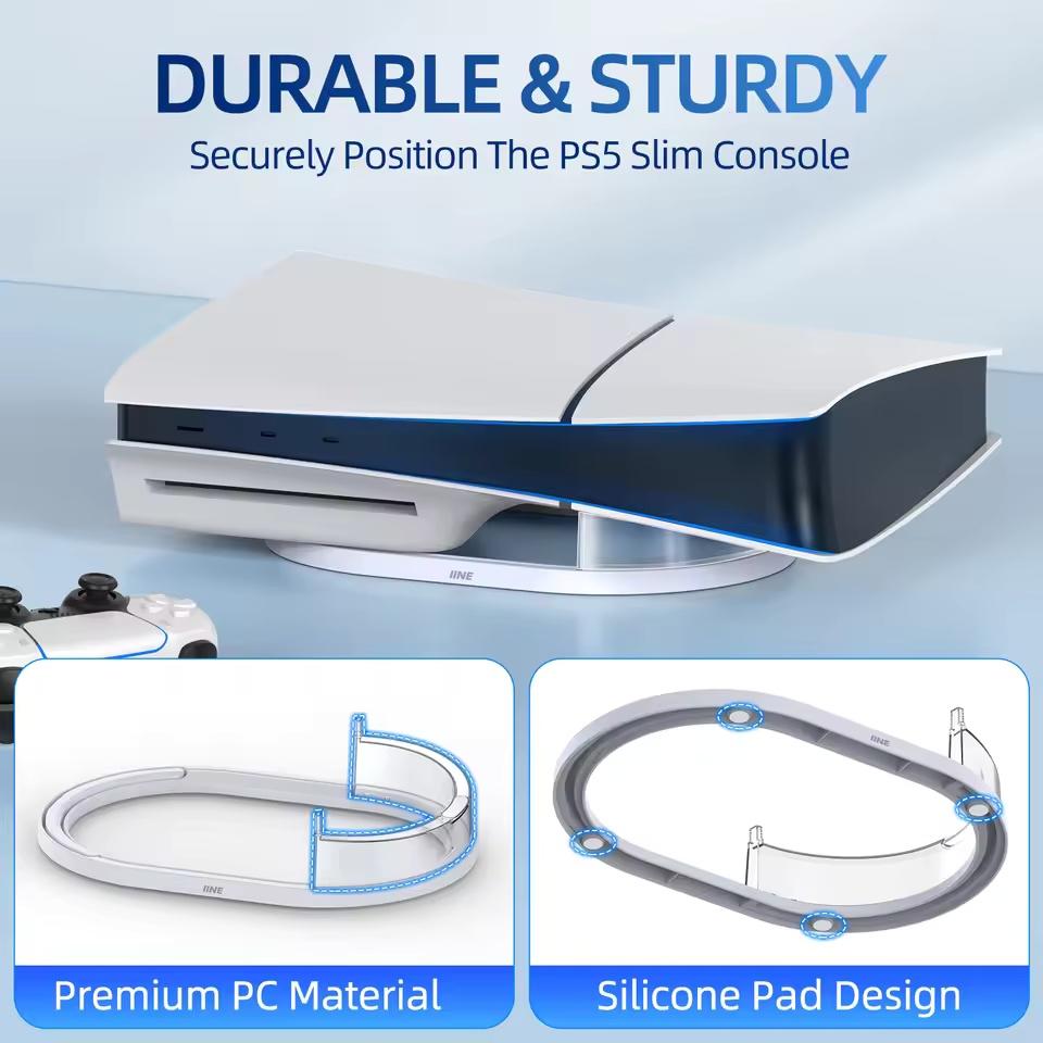 Горизонтальная подставка, совместимая с консолью Sony PS5 Slim (для версии с дисководом и цифровой версии). Простая установка. Противоскользящая. Противоударная. Док-станция