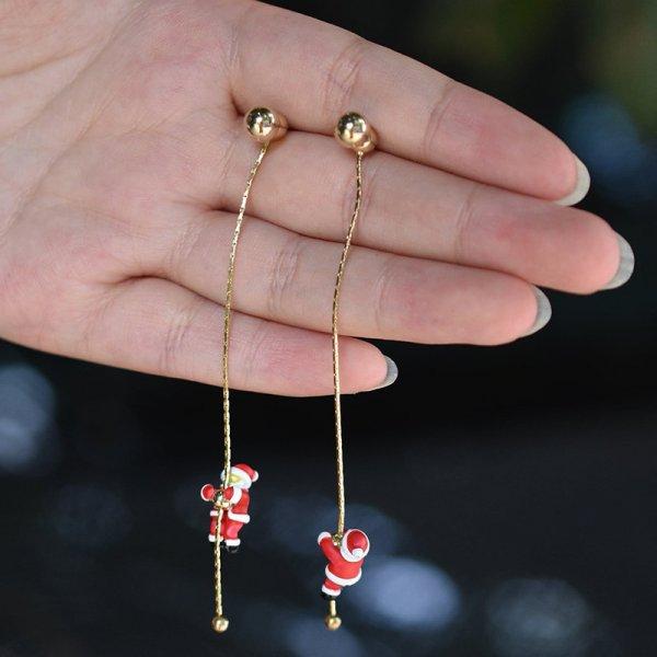 Fashion Christmas Tree Climb Santa Claus Earrings Snowflake Drop Dangle Tassel Women Christmas Jewellery Gift