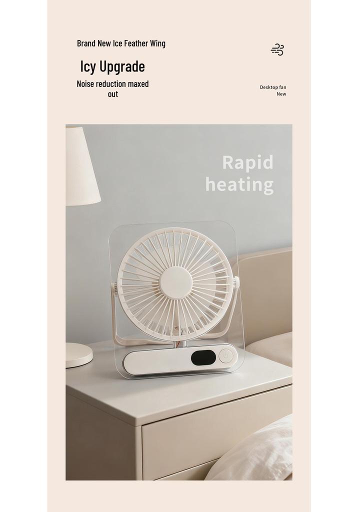 New Foldable USB Charging Digital Display Fan: Portable, Desktop, Wall-Mountable