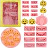 Halloween Pumpkin Cookie Molds, 18-Piece Set with 8 Eye Shapes and 8 Mouth Shapes for a Total of 64 Looks. Perfect for Kitchen Baking, Lunchboxes, DIY