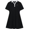 Striped Fashion Casual Knit Polo Dress Women Dresses Black F11W338303F-BK