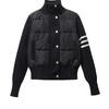 New niche cotton-padded clothes knitted splicing down cotton-padded clothes women's clothing short stand-up collar jacket for small people
