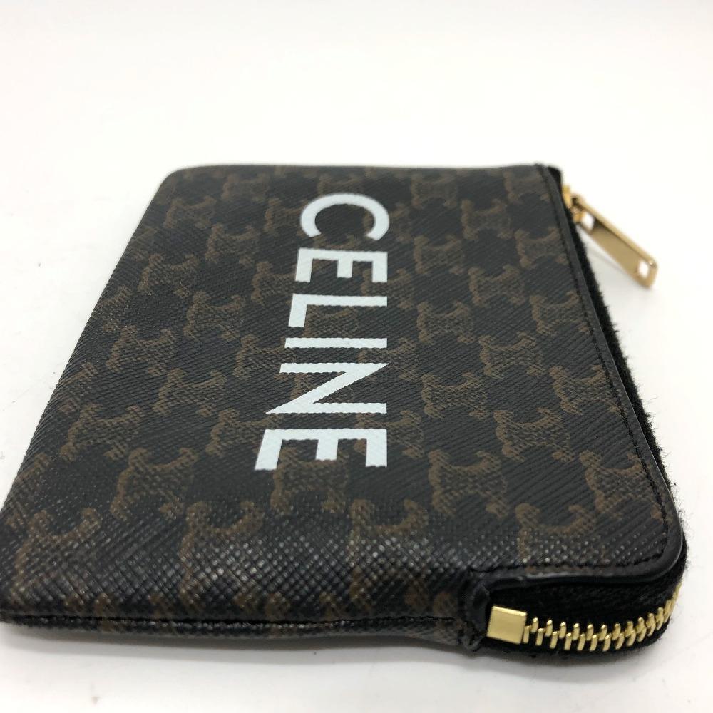 CELINE 10C662CA2 Triomphe  coin purse PVC/Leather Brown/GoldHardware
