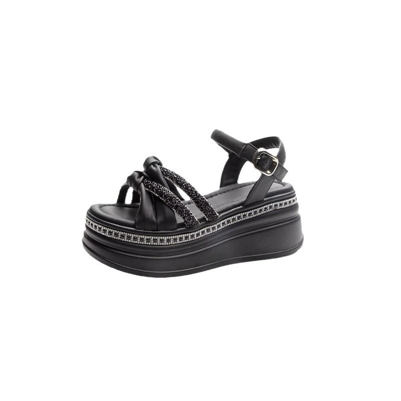 Fashion Inner Heightening Heel Roman Sandals Women Summer 2025 New Explosive Internet Celebrity Muffin Slope Heel Platform Sports