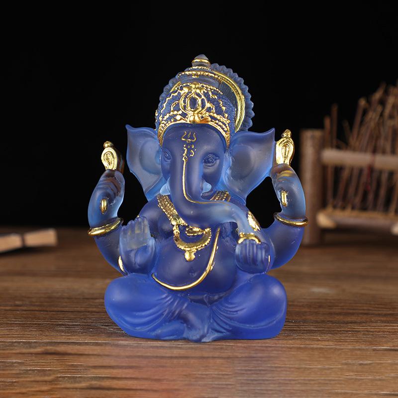 Clear Lord Ganesha Elephant Statue Hindu Resin Sculpture Home Garden Buddha Figurine Decoration