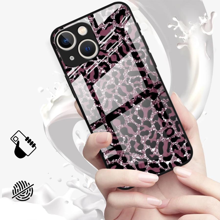 Чехол для iPhone 17 Pro Max 12 16 15 Plus Air 14 XR 11 8 13 Стеклянная крышка для телефона Цвет Леопардовый принт