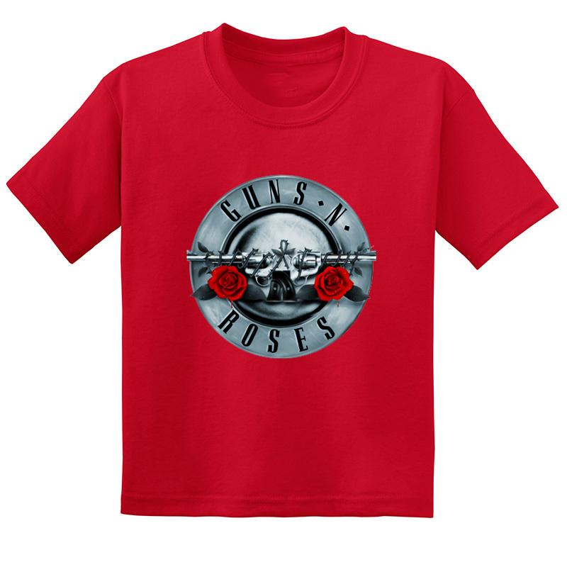 Rock Band Skull Rose Print T Shirt for Kids Boys Girls Short Sleeve Cotton Summer Casual Children Top