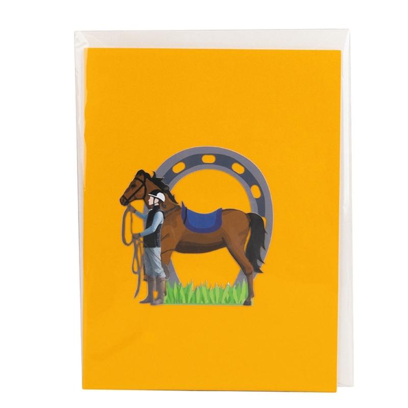 Equestrian Sports Theme Card PopUp Card with Envelope 3D Greeting Cards for Birthdays Anniversaries Parties Gift