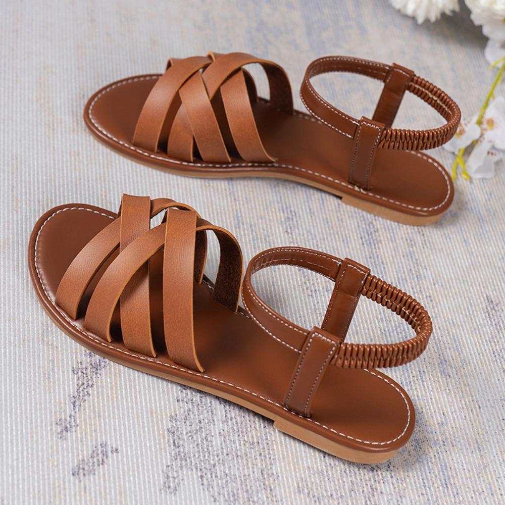 Summer New Women's Flat Bottom Roman Strap Sandals with Non Slip Rubber Soles Fashion Women's Shoes Size 36-43