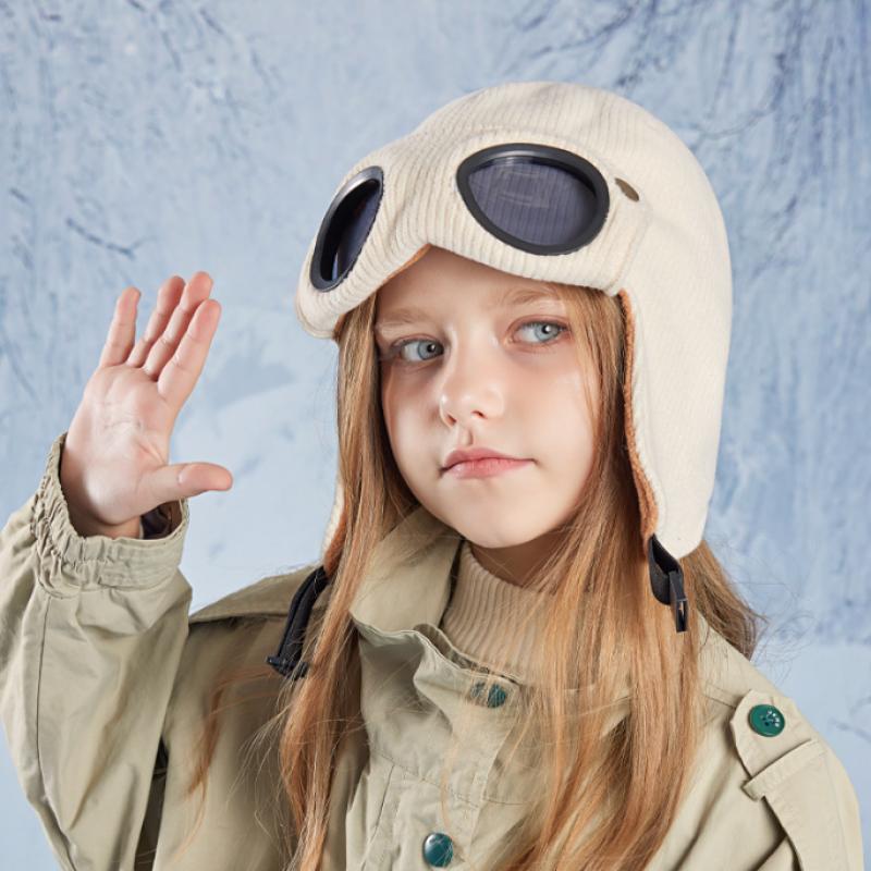 Детская зимняя шапка с очками, флисовая подкладка, детская шапка-чепчик с ушами, теплая детская шапка для катания на лыжах и отдыха на природе для девочек и мальчиков