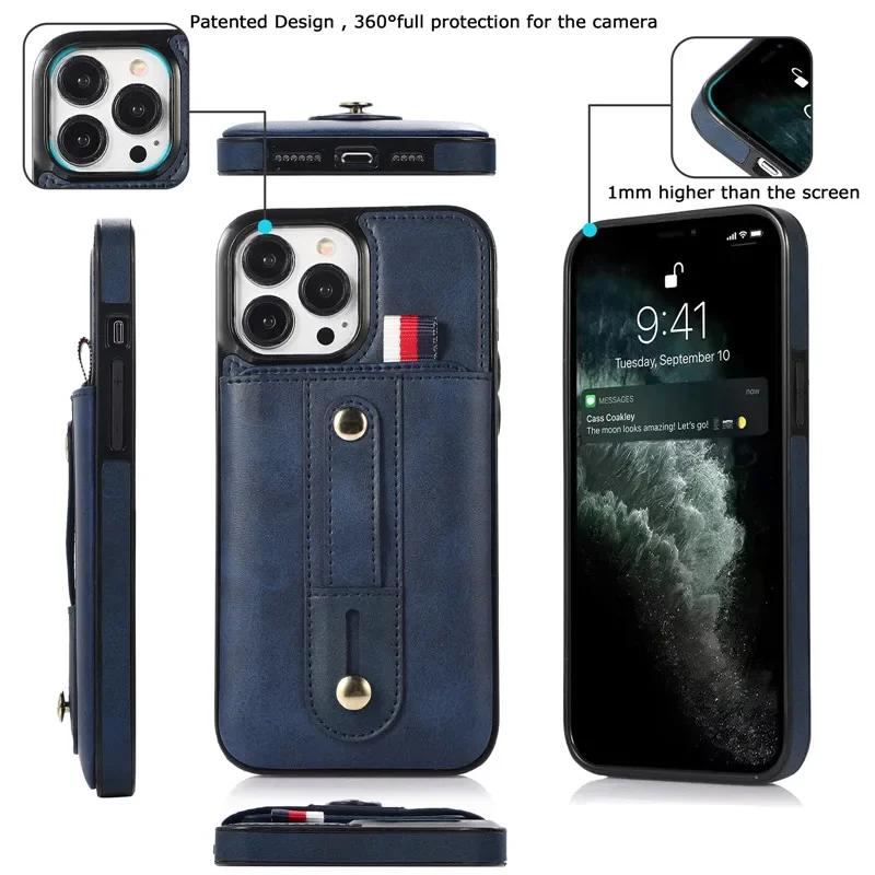 Ретро чехол-книжка из PU кожи для iPhone 16 15 Pro Max iPhone 16 15 Plus Деловая обложка с отделениями для карт