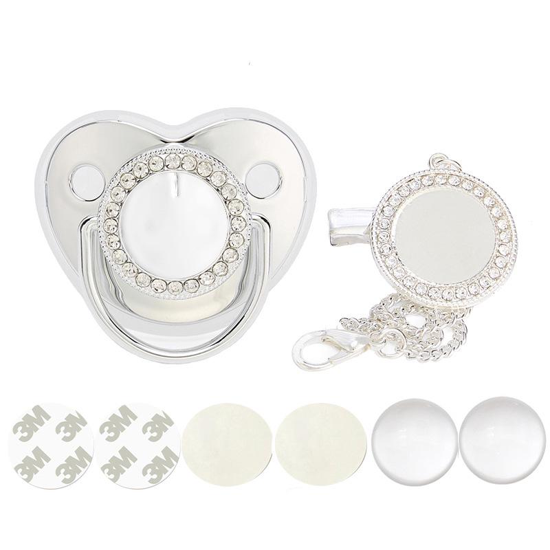 Серебристые термотрансферные стразы для детской соски 2022