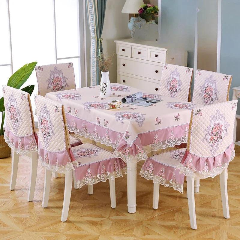 Кружевной однотонный чехол на стул в европейском стиле, чехол на обеденный стол и табурет, ткань для домашнего обеденного стола, ткань на спинку стула