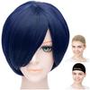 CaseEden Cosplay Wig, Premium, Smooth Short Bob, Dark Blue & Black, 6074
