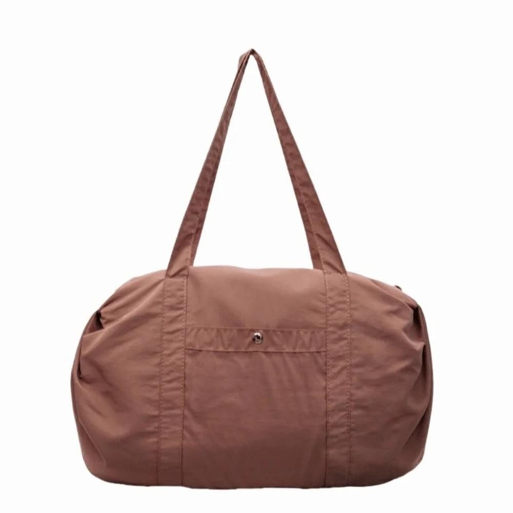 Solid Nylon Totes Bag Versatile Large Capacity Overlarge Drawsting Bag Light Weight Casual Women's Commutting