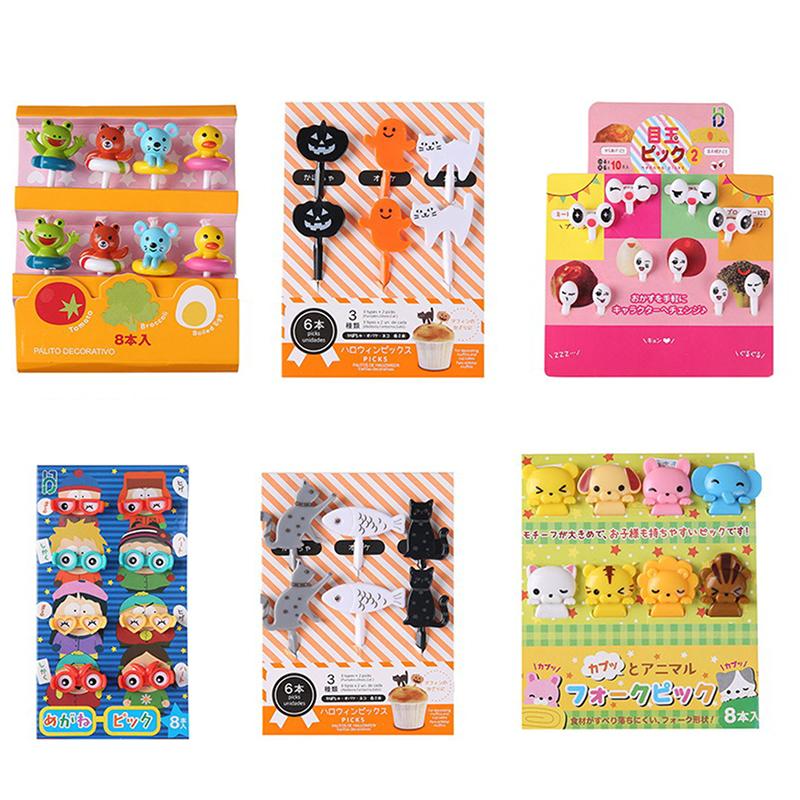 Животные Фрукты Вилка Мини Мультфильм Дети Закуска Торт Десерт Еда Фрукты Зубочистка