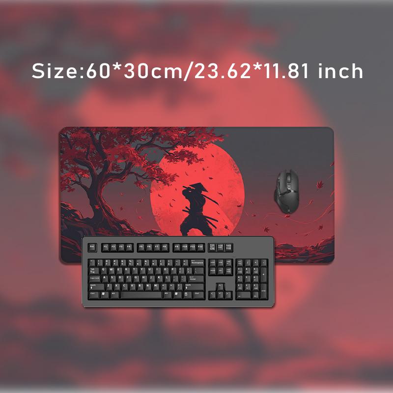 Mouse Pad Samurai under Red Moon Gamer XL HD Computer Mousepad XXL Mouse Mat Natural Rubber Carpet Office Accessories Table Mat