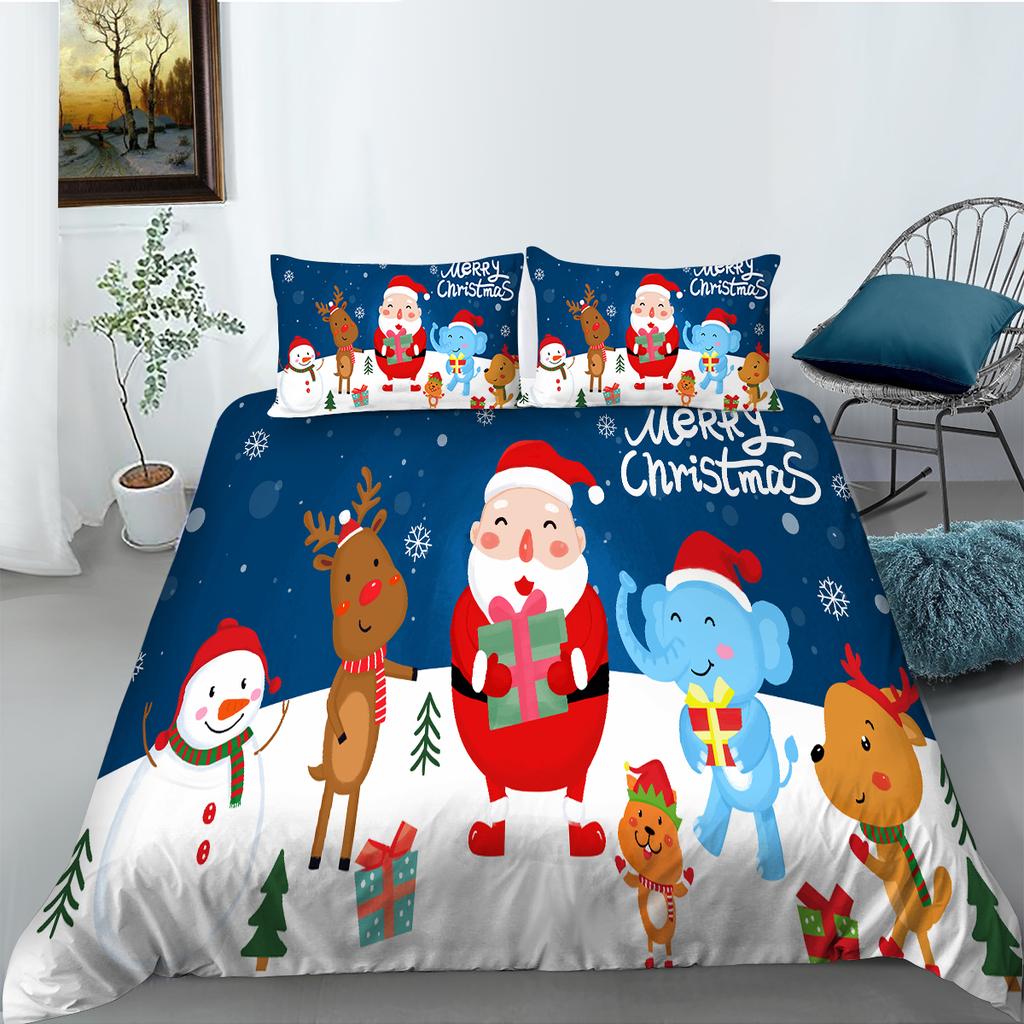 Christmas Themed Home Bedding Set, Bedroom Duvet Cover Bedding Set, EU Full Size Single/double Bed Home Decoration