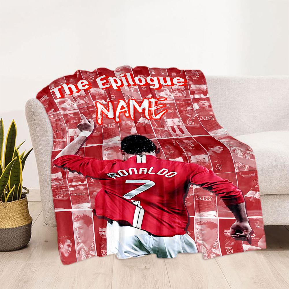 Ronaldo's Legacy Celebration Customize Text Blanket Gift Customizable Blanket Soft Warm Cozy for Home Decor Seaside Sofa Picnics Four Seasons Universa