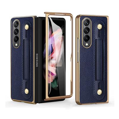 Портативный кожаный чехол-браслет для мобильного телефона Samsung Galaxy Z Fold 4 Fold3 Fold4 Fold2 5g Fold 2 3, защитная пленка для переднего стекла