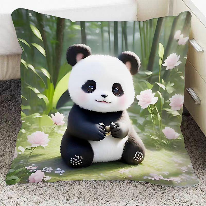 Квадратная наволочка с пандой, милая подушка, чехлы для диванных подушек, поясничная подушка для дома
