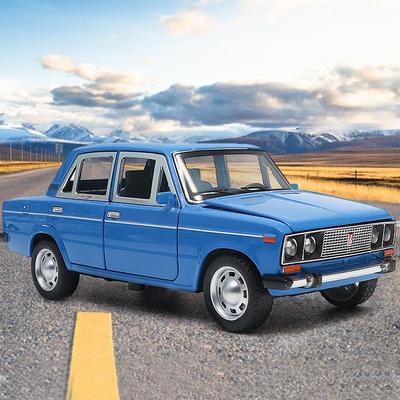 Модель автомобиля Lada Sedan из легкого сплава Jianyuan 1/24 с инерционным механизмом, звуковыми и световыми функциями, металлическая игрушечная машинка, конструкция из шести открытых коробок.