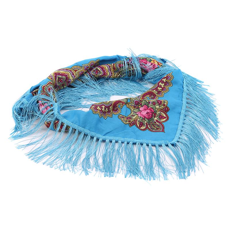 Хлопковый шарф в этническом стиле, женский платок на голову в стиле ретро, четырехсторонняя шаль с кисточками, квадратный шарф с цветком