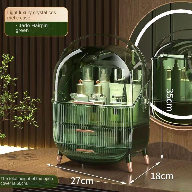 Большая вместительная коробка для хранения косметики, водонепроницаемый пылезащитный настольный органайзер для макияжа, прозрачный ящик для хранения средств по уходу за кожей