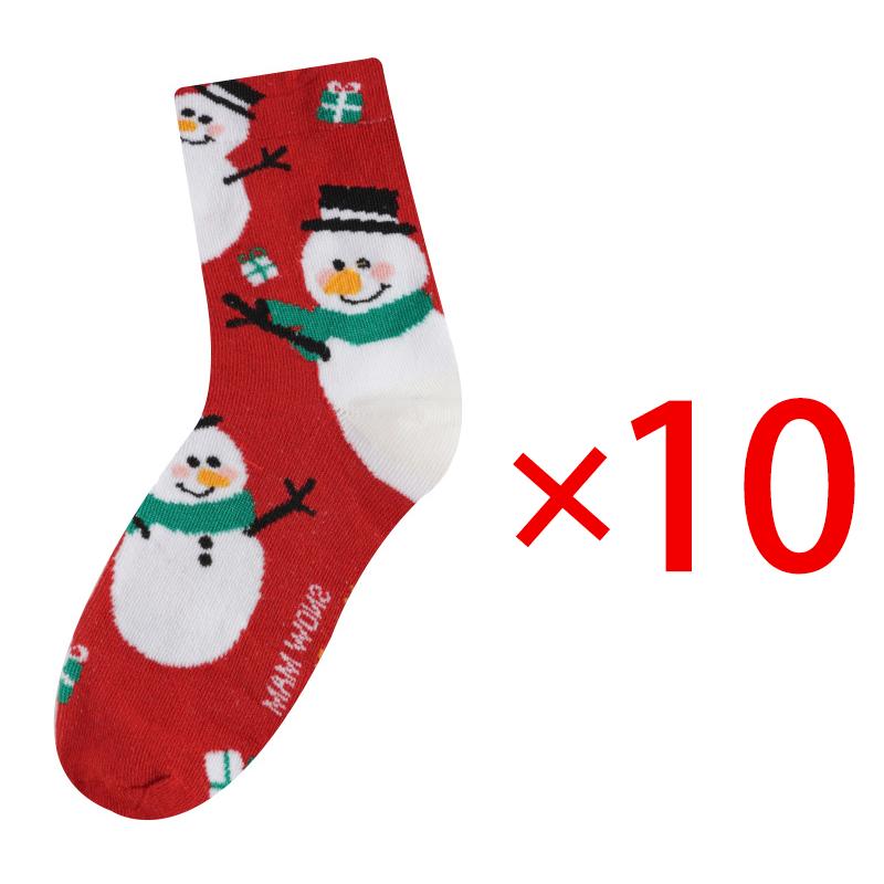 10 пар рождественских носков женские осенне-зимние теплые носки снеговик лось пряничный человечек милые мультяшные носки до середины икры Санта-Клаус