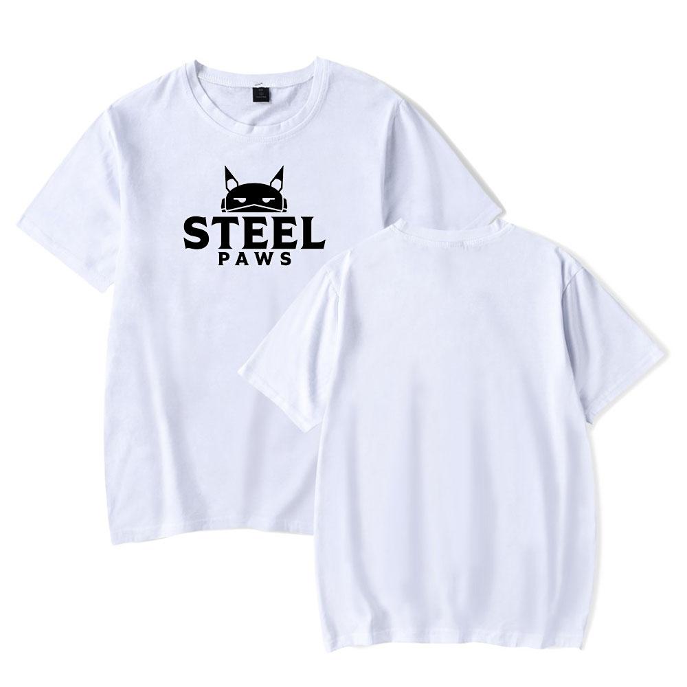 Летние футболки Steel Paws для женщин и мужчин с принтом в виде мультфильмов, с круглым вырезом, с короткими рукавами, модная мужская одежда, уличная одежда